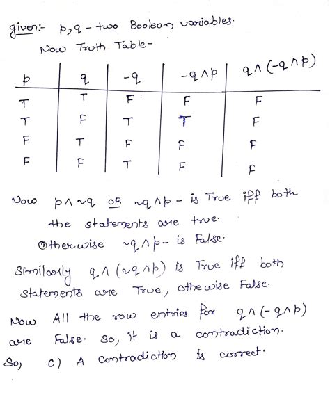 Solved Construct A Truth Table For The Proposition And Determine