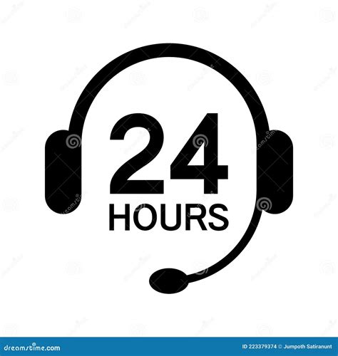 Call Center 24 Hours Icon With Headset Operator Customer Support