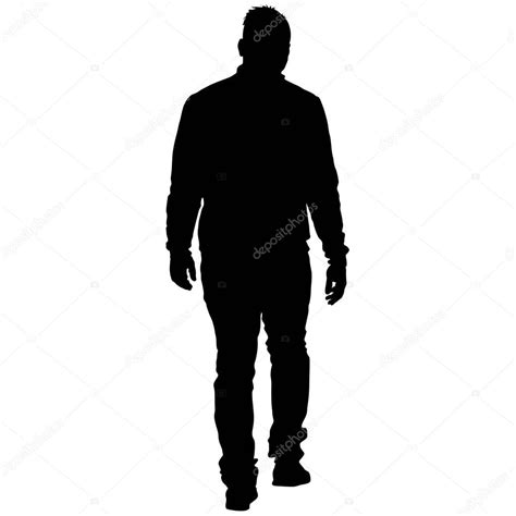 Black Silhouettes Man On White Background Vector Illustration — Stock