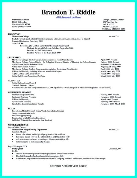 student resume student resume template  college students  pinterest