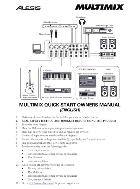 alesis multimix quick start owner s manual pdf download manualslib