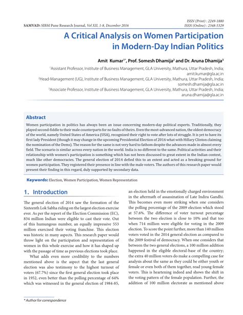 pdf a critical analysis on women participation in modern day indian politics