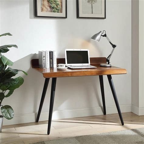 Hector Wooden Computer Desk Rectangular In Walnut With Dark Legs