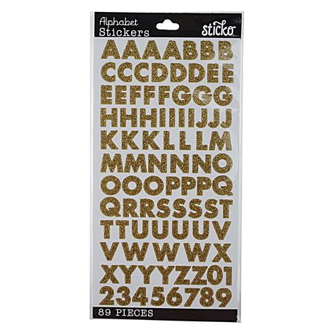 Sticko Small Gold Glitter Futura Alphabet Stickers 89 Pieces