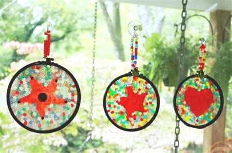 Homemade Suncatchers With Plastic Beads Shapes Within Melted Bead