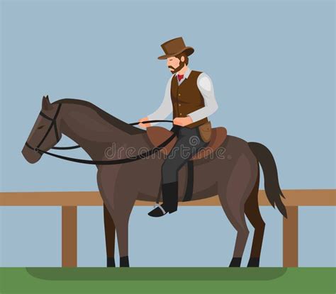 Caballo De Montar A Caballo Del Vaquero En El Rodeo Ilustración Del Vector Ilustración De