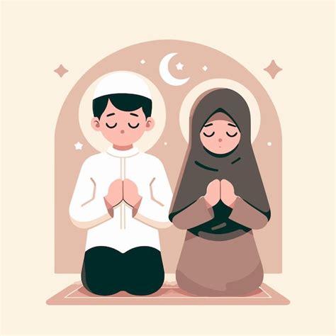 Premium Vector Vector Muslim Couple Is Praying