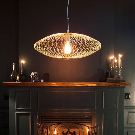 Gold Steel Pendant Light With Cage Style By Nuevo