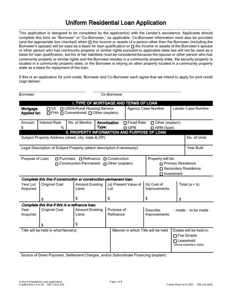 Freddie Mac Form 1003 Fillable Printable Forms Free Online