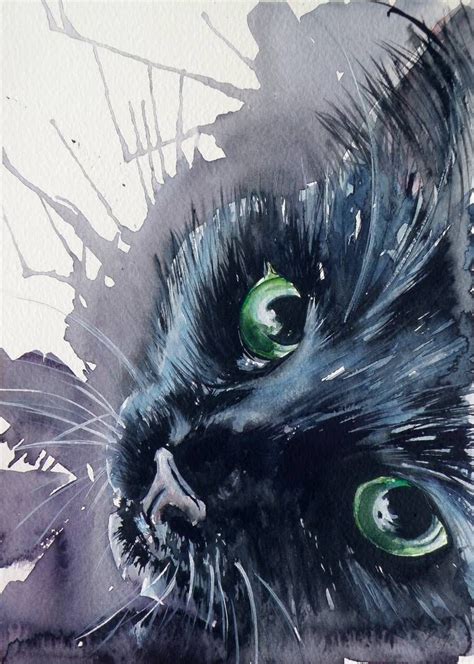 Black Cat By Kovacsannabrigitta On Deviantart Watercolor Cat Black