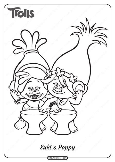 And be sure to share these pages with a friend and tag me in your beautifully colored artwork! Free Trolls Suki and Poppy Pdf Coloring Page in 2020 ...