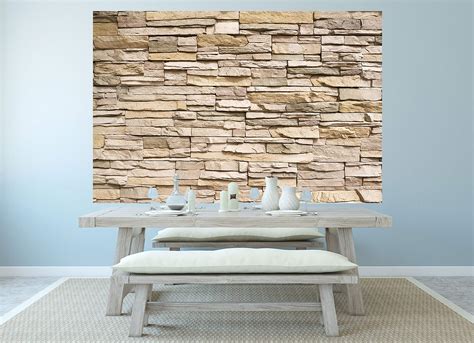 Photo Wallpaper Noble Beige Stonewall Picture Decoration Realistic