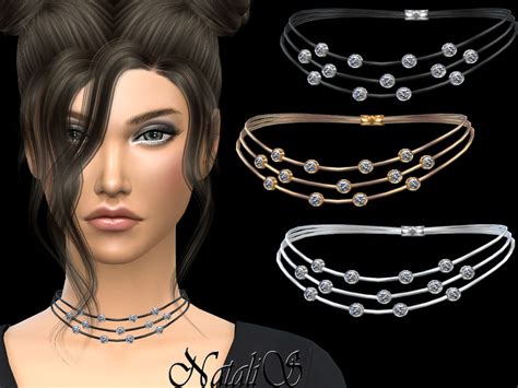 The Sims Resource Natalisthree Layered Choker With Crystals