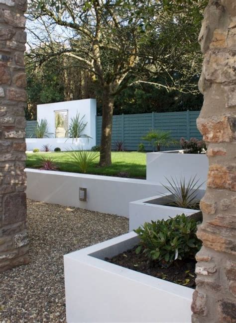 White Rendered Walls Retaining Wall Design Building A Retaining Wall