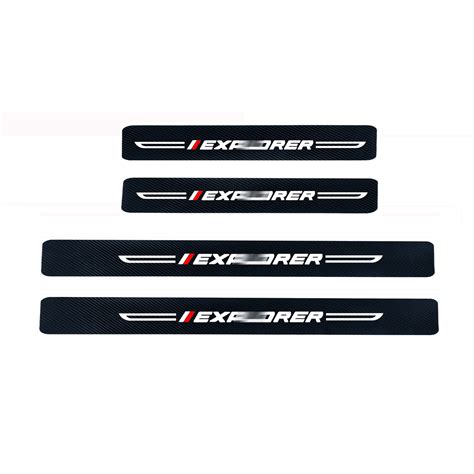 4pcs Car Door Sill Protector Carbon Fiber Leather Sticker For Ford