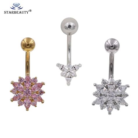 Buy Small 1pc Hot Flower Crystal Rhinestone Navel Belly Button Ring Bar Dangle
