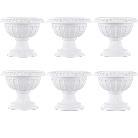 Plastic Urn Planter For Outdoor Plants 102 White Pedestal Planters