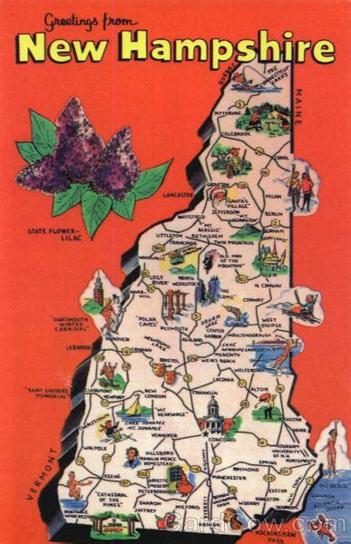 New Hampshire Tourist Map Scenic Nh