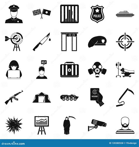 Special Forces Icons Set Simple Style Stock Vector Illustration Of