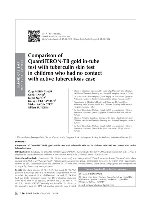 Pdf Comparison Of Quantiferon Tb Gold In Tube Assay And Tuberculin My