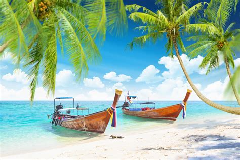 Tropical Islands With Boats Beach Nature Categories Canvas