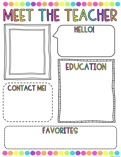 Free Printable Meet The Teacher Template Half Pages
