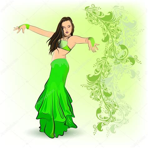 The Belly Dancer In Green — Stock Vector © Kistochka 105903198