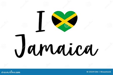 i love jamaica illustration with flag in heart and font logo for welcome travel and
