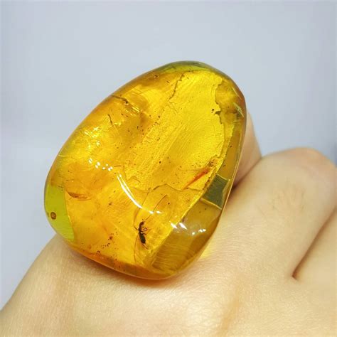 Amber Fossil Ring Gemstone Ring Oversize Ring Statement Ring Gem