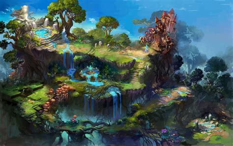 Fantasy Art Fountain Waterfall Wallpapers Hd Desktop