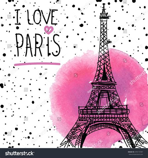 Love Paris Card Poster Print On Stock Vector Royalty Free 478173787