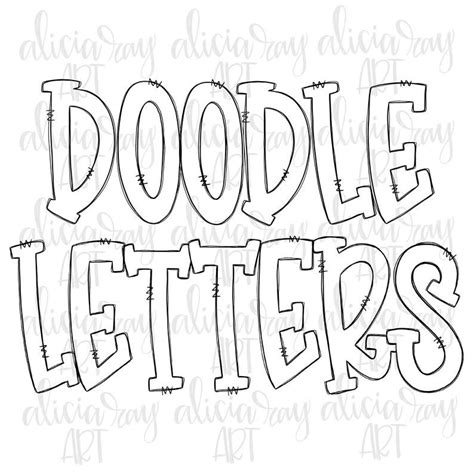 Doodle Letters Alphabet With Transparent Inside Hand Drawn Alphabet