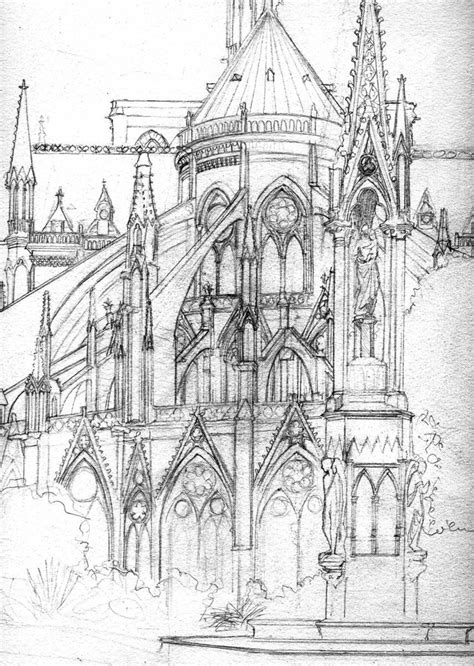Cathdrale Notre Dame De Paris Drawing By Delphine Germain Artmajeur