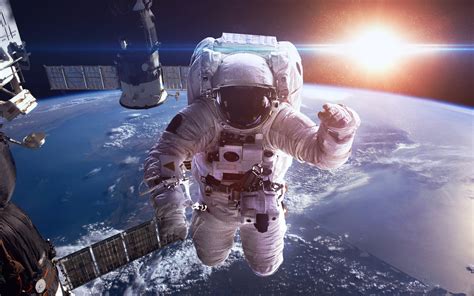 Astronaut Wallpaper 4k Earth Sun Space Suit Space Station Space 2485
