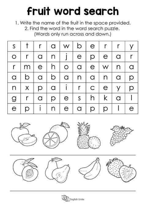 Fruit Word Search Puzzle English Unite Word Puzzles