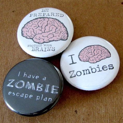 3 Zombie Pinback Buttons Badges 125 Inch Etsy Buttons Pinback How