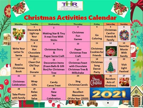 Christmas Activities Calendar The Mentor Ring