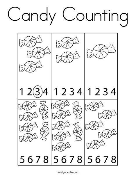 Candy Counting Coloring Page Twisty Noodle Kids Math Activities