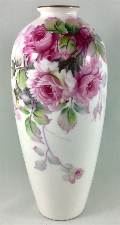 NORITAKE Hand painted roses VASE - Islington Antiques and Interiors