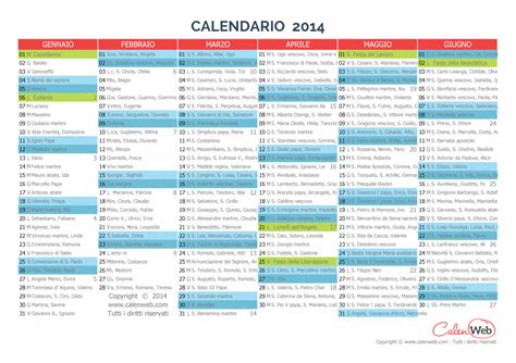 Calendario Semestrale Anno 2014 Con Le Festività Italiane E I Santi