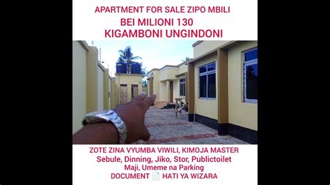 Apartment Zinauzwa 🇹🇿bei Milioni 130 Mahali Kigamboni Ungindoni📱