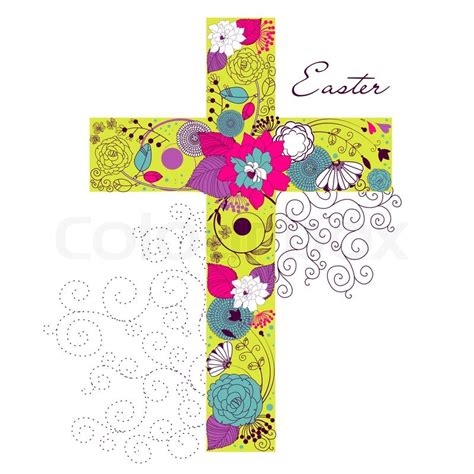 Beautiful Cross Made From Flowers Stock Vector Colourbox