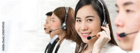 Asian Telemarketing Customer Service Agents Call Center Job Concept