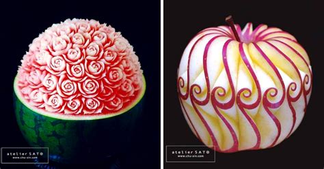 22 Photos Of Amazing Fruit Carvings Done By Sato Anyhug