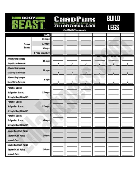 Body Beast Bulk Workout Sheets Kayaworkout Co
