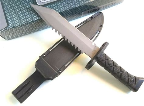 Wartech Gray Ti Fixed Tanto Blade Sawback Bowie Knife With H