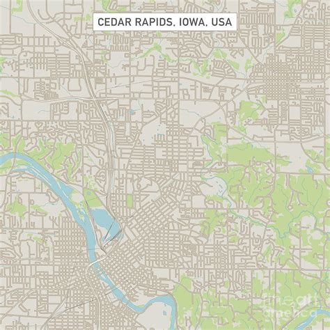 Cedar Rapids Iowa Us City Street Map Digital Art By Frank Ramspott