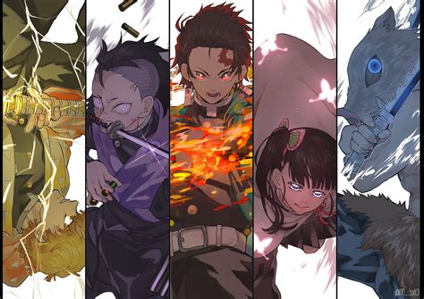 Wallpaper Demon Slayer Characters Kimetsu No Yaiba Artwork Anime