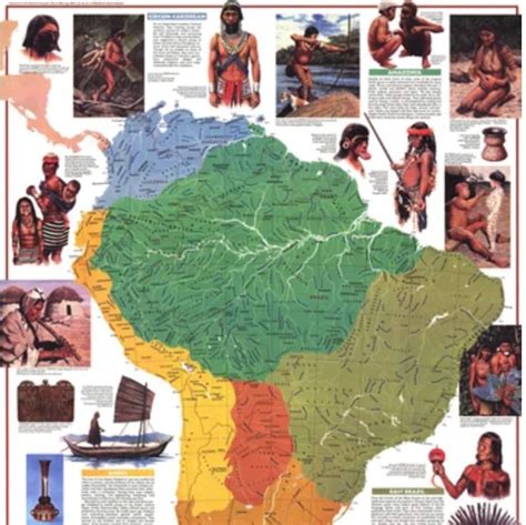 Indians Of South America Map National Geographic Society Etsy
