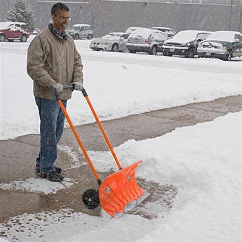 Snow Plow Shovel Pusher With Wheels Snow Removal Tools For Driveway